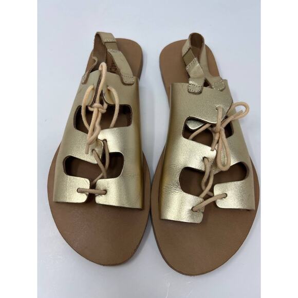 Ana Capri Women's Gladiator Metallic Gold Sandals Flats Size 37 US 6.5 - Picture 10 of 13